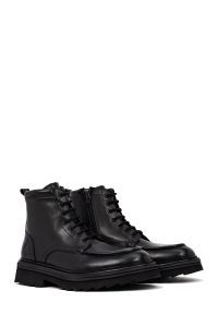 بوت چرمی مردانه مشکی زیپ‌دار زیره ضخیم دری‌مد