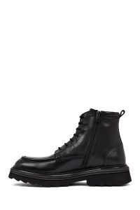 بوت چرمی مردانه مشکی زیپ‌دار زیره ضخیم دری‌مد