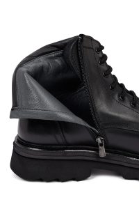 بوت چرمی مردانه مشکی زیپ‌دار زیره ضخیم دری‌مد