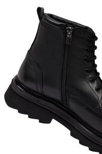 بوت چرمی مردانه مشکی زیپ‌دار زیره ضخیم دری‌مد