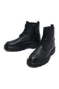 بوت چرمی مردانه مشکی زیپ‌دار زیره ضخیم دری‌مد