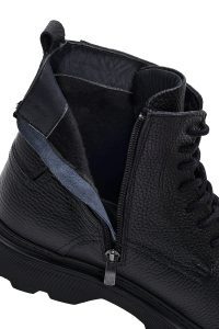 بوت چرمی مردانه مشکی زیپ‌دار زیره ضخیم دری‌مد