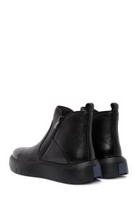 بوت چرمی مردانه مشکی زیپ‌دار زیره ضخیم دری‌مد