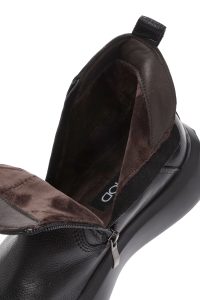 بوت چرمی مردانه مشکی زیپ‌دار زیره ضخیم دری‌مد