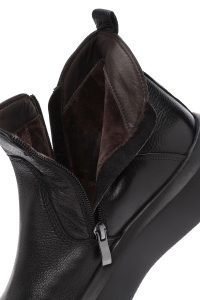 بوت چرمی مردانه مشکی زیپ‌دار زیره ضخیم دری‌مد