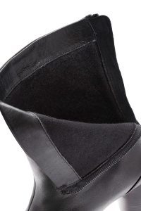 بوت چرمی مشکی زنانه پاشنه ضخیم زیپ دار دری مد