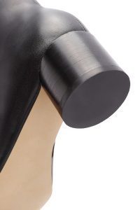 بوت چرمی مشکی زنانه پاشنه ضخیم زیپ دار دری مد