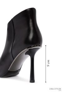 بوت چرمی مشکی زنانه پاشنه نازک زیپ دار دری مد