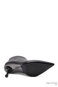 بوت چرمی مشکی زنانه پاشنه نازک زیپ دار دری مد