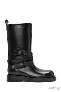 بوت چرمی موتورسواری مشکی زنانه دری مد