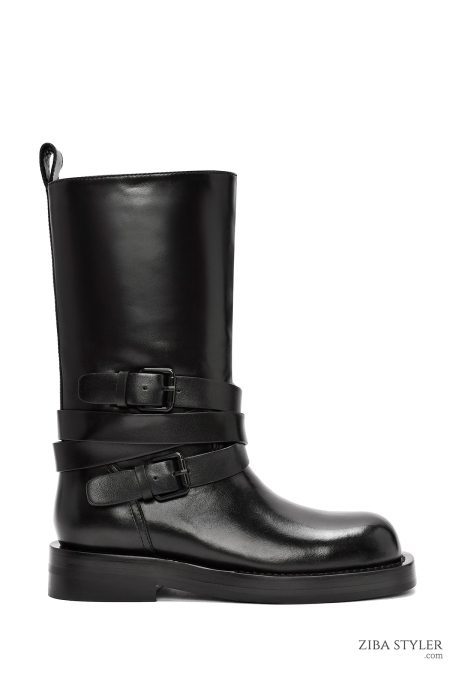 بوت چرمی موتورسواری مشکی زنانه دری مد