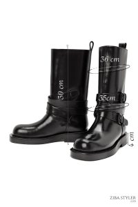 بوت چرمی موتورسواری مشکی زنانه دری مد