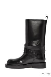 بوت چرمی موتورسواری مشکی زنانه دری مد