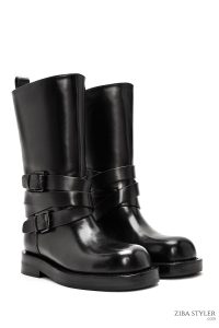 بوت چرمی موتورسواری مشکی زنانه دری مد