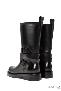 بوت چرمی موتورسواری مشکی زنانه دری مد