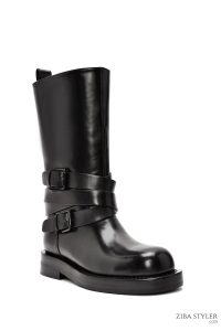 بوت چرمی موتورسواری مشکی زنانه دری مد