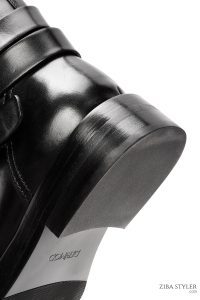 بوت چرمی موتورسواری مشکی زنانه دری مد