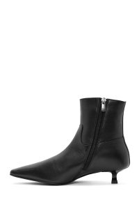 بوت چرمی نازک پاشنه کوتاه مشکی زیپ دار زنانه دری مد