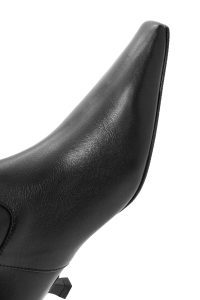 بوت چرمی نازک پاشنه کوتاه مشکی زیپ دار زنانه دری مد