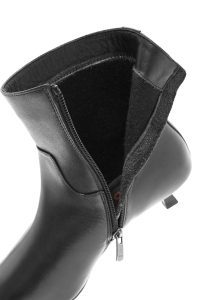 بوت چرمی نازک پاشنه کوتاه مشکی زیپ دار زنانه دری مد