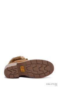 بوت چرمی نبوک پاشنه ضخیم نیکی زنانه دارچینی کاترپیلار