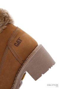 بوت چرمی نبوک پاشنه ضخیم نیکی زنانه دارچینی کاترپیلار