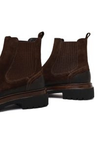 بوت چلسی جیر مردانه قهوه‌ای زیره ضخیم دری‌مد
