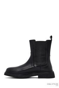 بوت چلسی زنانه چرمی مشکی دری مد