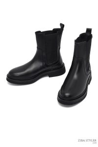 بوت چلسی زنانه چرمی مشکی دری مد