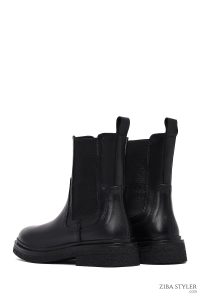 بوت چلسی زنانه چرمی مشکی دری مد