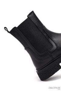 بوت چلسی زنانه چرمی مشکی دری مد