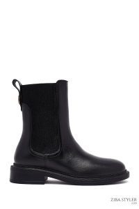 بوت چلسی زنانه چرمی مشکی دری مد