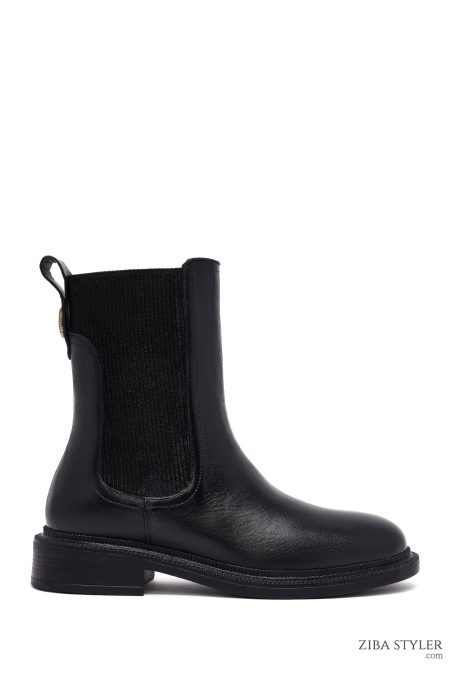 بوت چلسی زنانه چرمی مشکی دری مد