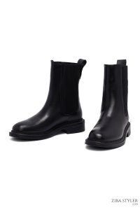 بوت چلسی زنانه چرمی مشکی دری مد