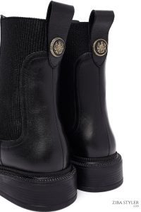 بوت چلسی زنانه چرمی مشکی دری مد