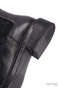 بوت چلسی زنانه چرمی مشکی دری مد