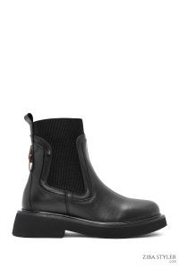 بوت چلسی زنانه چرمی مشکی دری مد