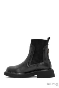 بوت چلسی زنانه چرمی مشکی دری مد