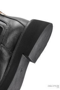 بوت چلسی زنانه چرمی مشکی دری مد