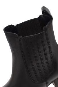 بوت چلسی زنانه چرمی مشکی پاشنه ضخیم دری مد