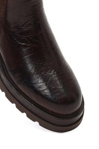 بوت چلسی چرمی زنانه قهوه‌ای زیره ضخیم دری‌مد