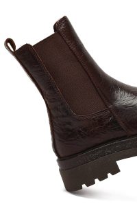 بوت چلسی چرمی زنانه قهوه‌ای زیره ضخیم دری‌مد
