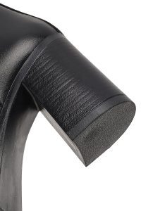 بوت چلسی چرمی زنانه مشکی پاشنه ضخیم دری‌مد