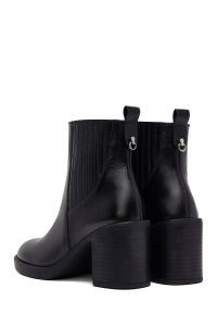 بوت چلسی چرمی زنانه مشکی پاشنه ضخیم دری‌مد