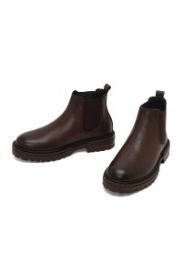 بوت چلسی چرمی مردانه قهوه‌ای دری‌مد