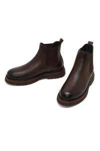 بوت چلسی چرمی مردانه قهوه‌ای دری‌مد