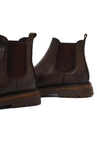 بوت چلسی چرمی مردانه قهوه‌ای دری‌مد