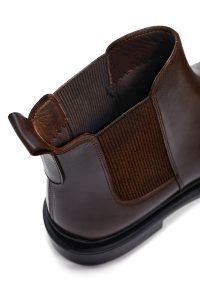 بوت چلسی چرمی مردانه قهوه‌ای دری‌مد