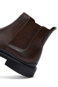 بوت چلسی چرمی مردانه قهوه‌ای دری‌مد