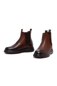 بوت چلسی چرمی مردانه قهوه‌ای دری‌مد